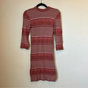 Free People Body Con Boho Knit Dress Zig Zag
